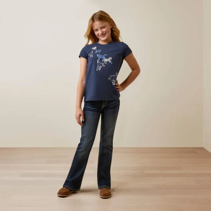 TShirts and Polos Kids Ariat Frolic TShirt Navy Eclipse TShirts and Polos Kids Ariat Frolic TShirt Navy Eclipse