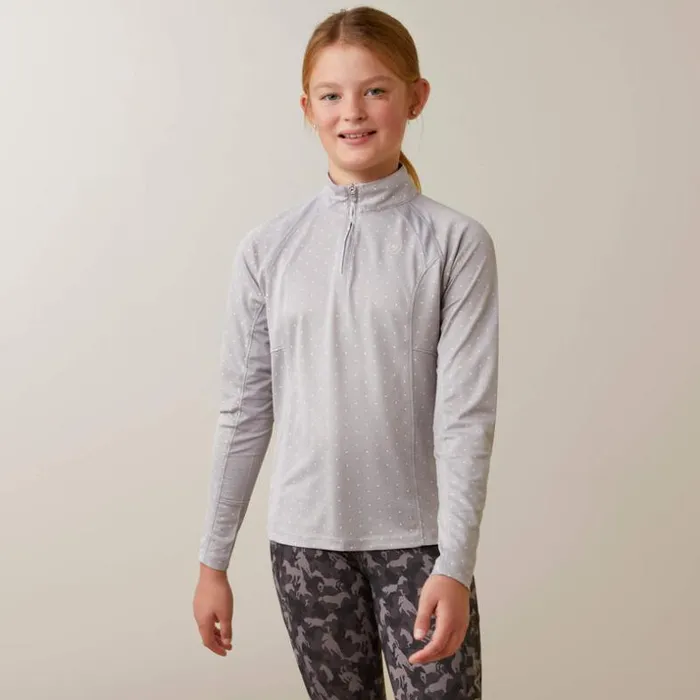 TShirts and Polos Kids Ariat Sunstopper 20 14 Zip Baselayer Silver Sconce Dot