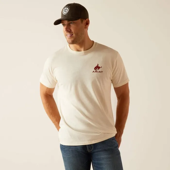 TShirts and Polos Men Ariat Ariat Bronco Flag TShirt Off White TShirts and Polos Men Ariat Ariat Bronco Flag TShirt Off White