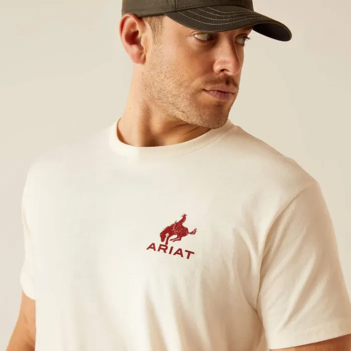 TShirts and Polos Men Ariat Ariat Bronco Flag TShirt Off White TShirts and Polos Men Ariat Ariat Bronco Flag TShirt Off White