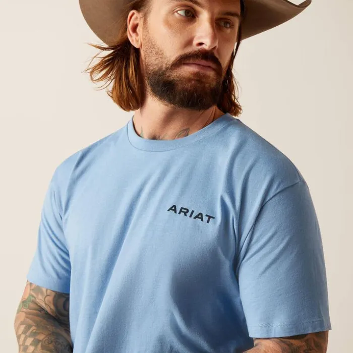 TShirts and Polos Men Ariat Ariat Wheat Flag TShirt Light Blue Heather