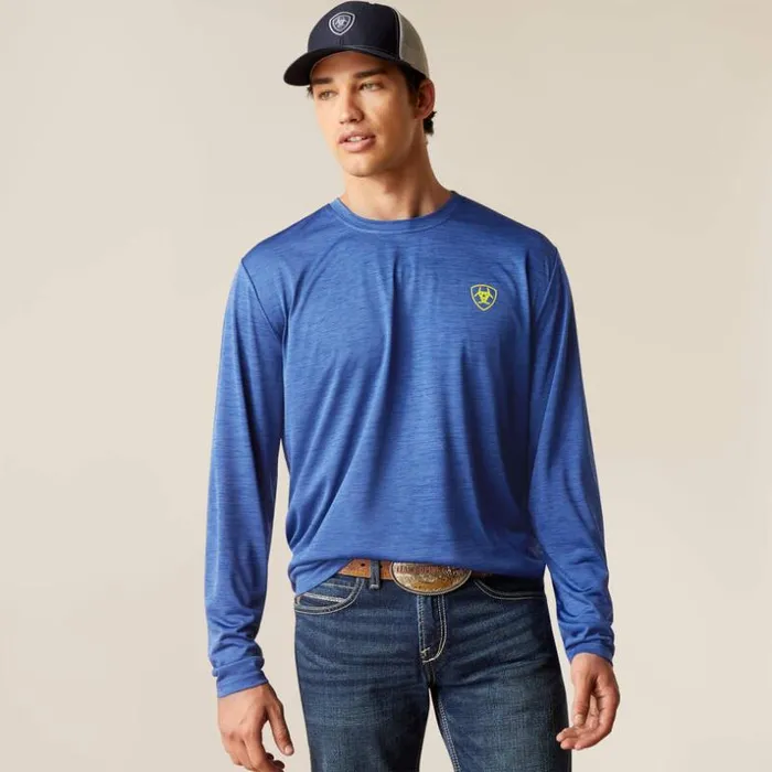 TShirts and Polos Men Ariat Charger Gradient Badge TShirt Blue Depths