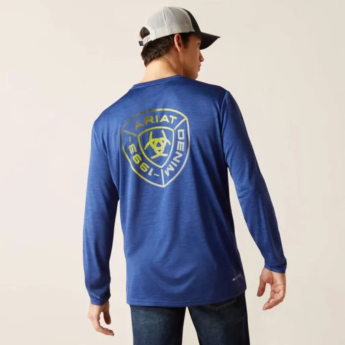 TShirts and Polos Men Ariat Charger Gradient Badge TShirt Blue Depths TShirts and Polos Men Ariat Charger Gradient Badge TShirt Blue Depths