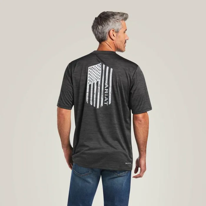 TShirts and Polos Men Ariat Charger Vertical Flag Tee Charcoal