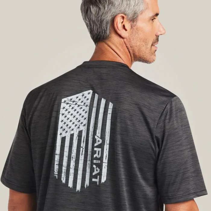 TShirts and Polos Men Ariat Charger Vertical Flag Tee Charcoal TShirts and Polos Men Ariat Charger Vertical Flag Tee Charcoal