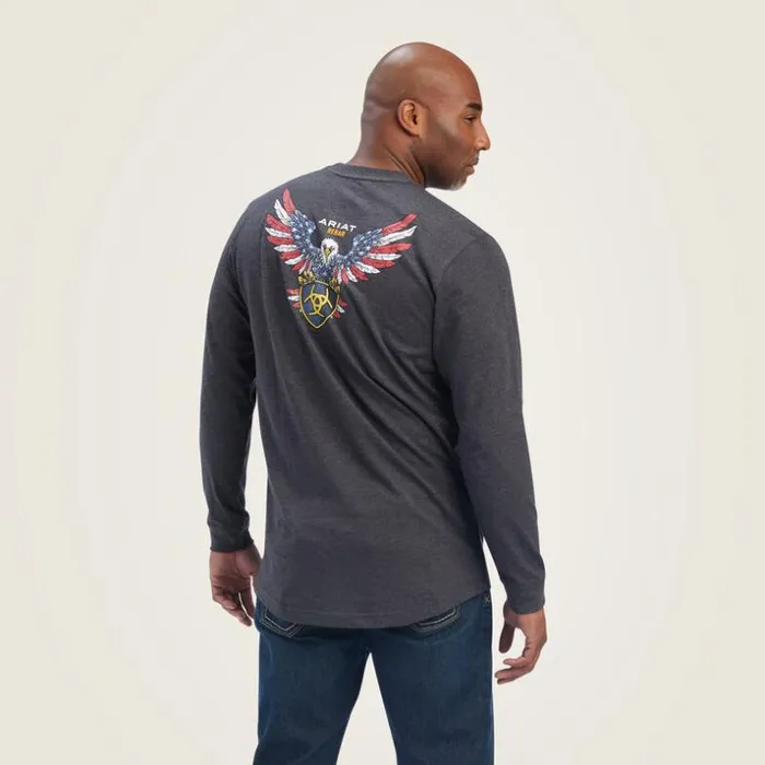 TShirts and Polos Men Ariat Rebar Cotton Strong American Raptor TShirt Charcoal Heather