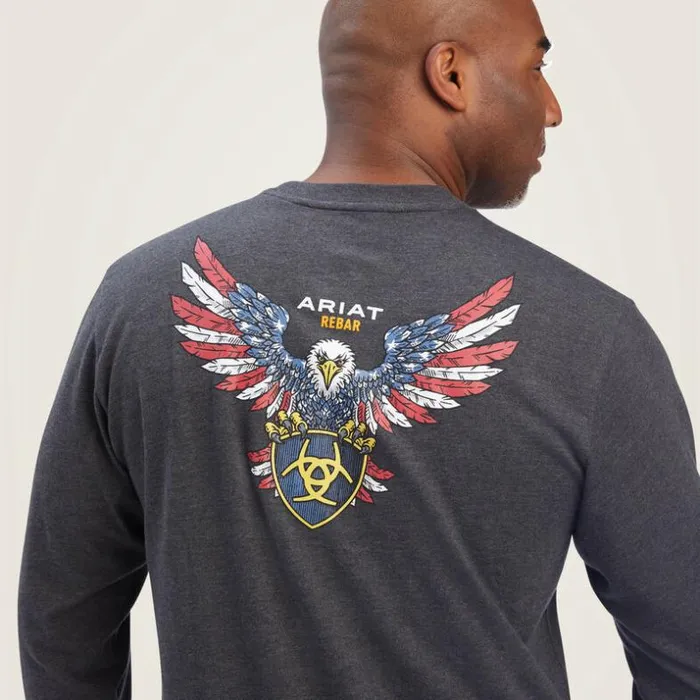 TShirts and Polos Men Ariat Rebar Cotton Strong American Raptor TShirt Charcoal Heather TShirts and Polos Men Ariat Rebar Cotton Strong American Raptor TShirt Charcoal Heather