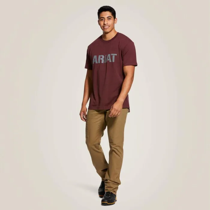 TShirts and Polos Men Ariat Rebar Cotton Strong Block Burgundy Heather