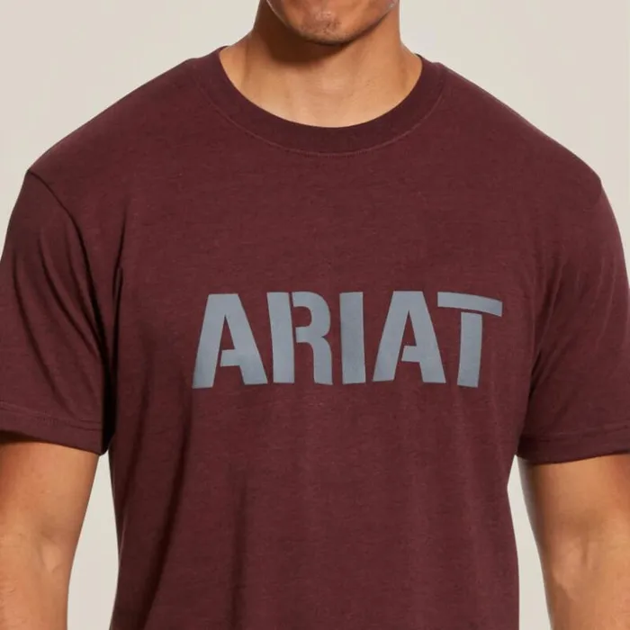 TShirts and Polos Men Ariat Rebar Cotton Strong Block Burgundy Heather