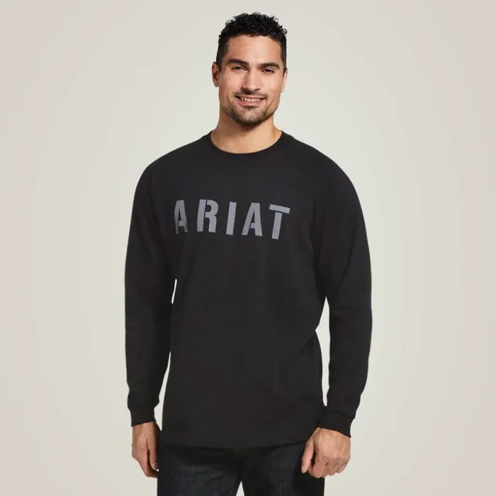 TShirts and Polos Men Ariat Rebar Cotton Strong Block TShirt Black