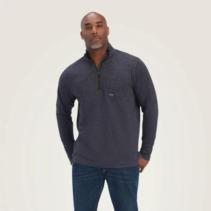 TShirts and Polos Men Ariat Rebar Foundation 14 Zip Shirt Charcoal Heather