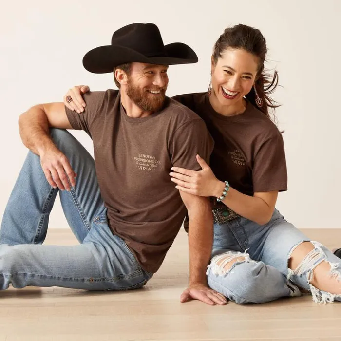 TShirts and Polos MenWomen Ariat Sendero Mucho Western TShirt Brown Heather