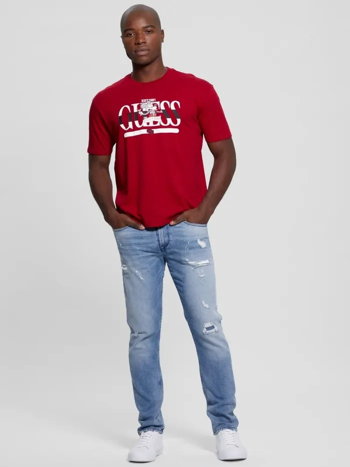 TShirts and Tanks GUESS Men Cartoon Signature Tee Samba Red Vibes