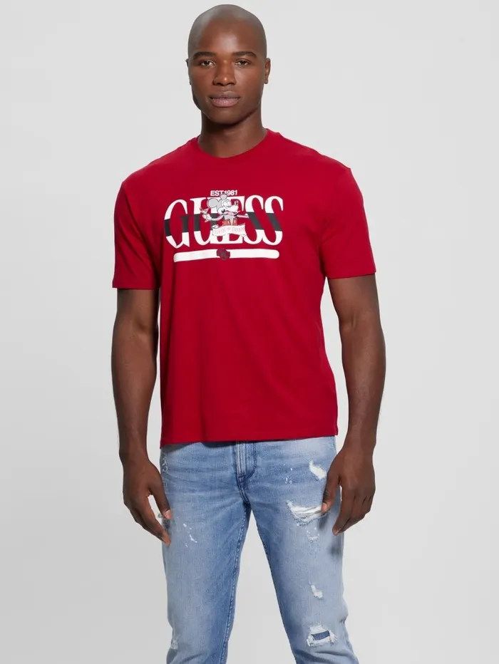 TShirts and Tanks GUESS Men Cartoon Signature Tee Samba Red Vibes