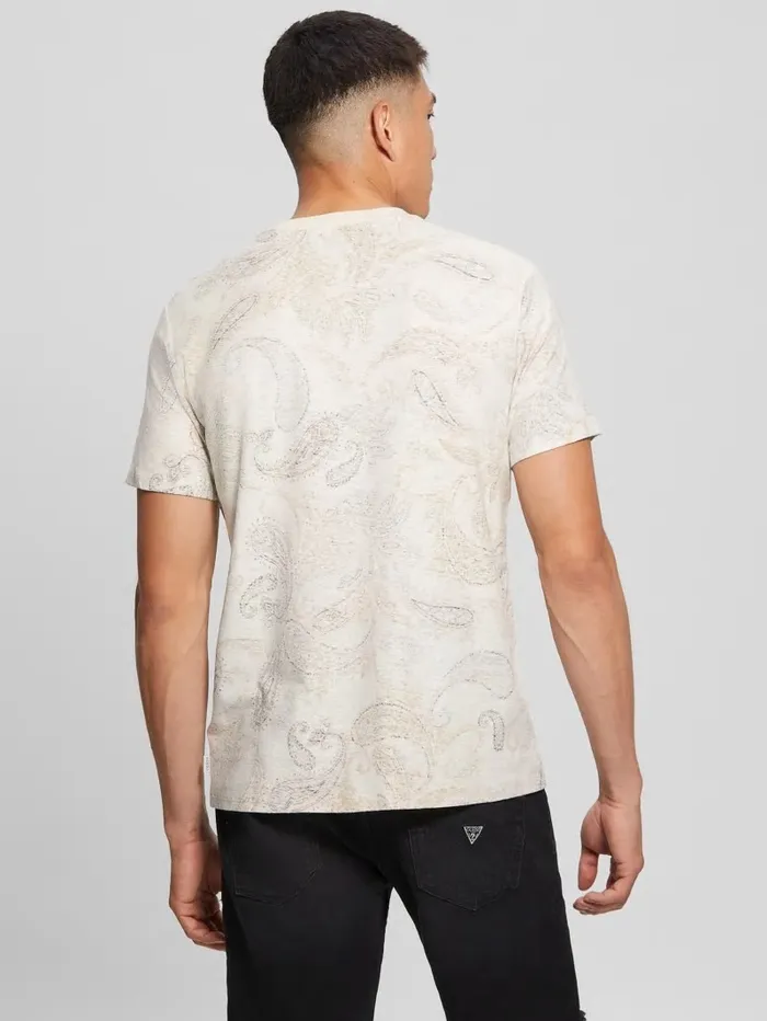 TShirts and Tanks GUESS Men Eco LinenBlend Paisley Tee Salt White Multi TShirts and Tanks GUESS Men Eco LinenBlend Paisley Tee Salt White Multi