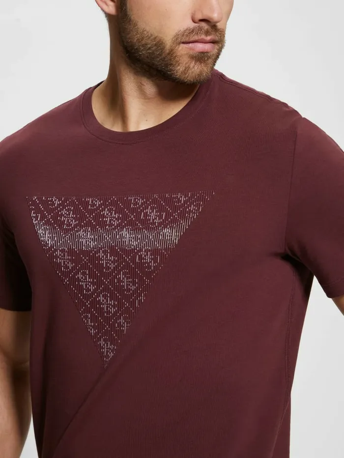 TShirts and Tanks GUESS Men Eco Triangle Crewneck Tee Red Noir