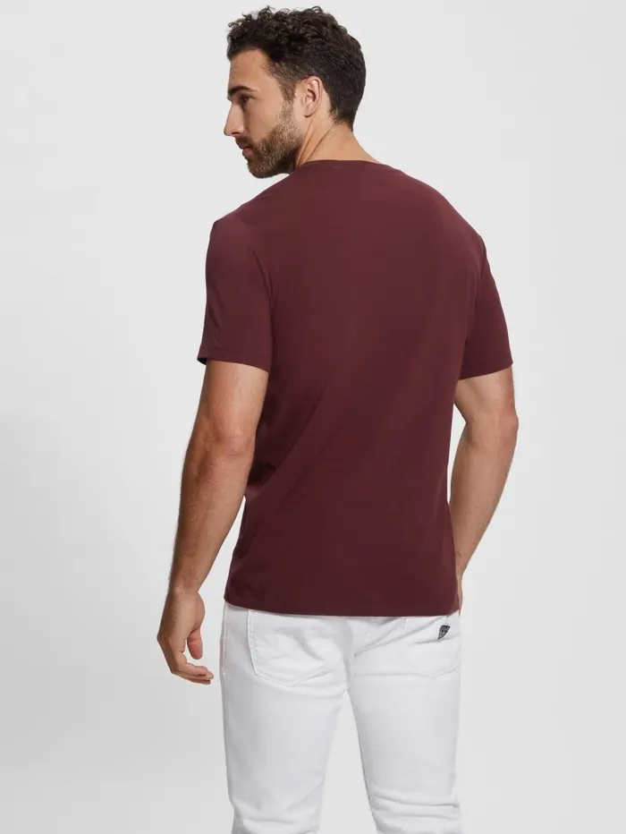 TShirts and Tanks GUESS Men Eco Triangle Crewneck Tee Red Noir