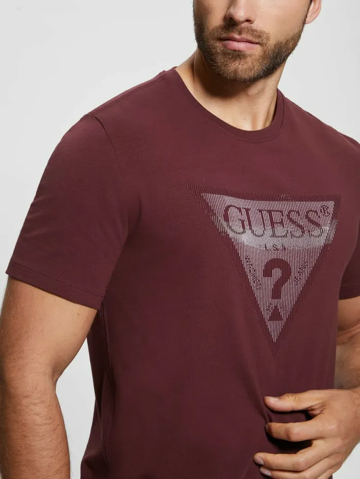 TShirts and Tanks GUESS Men Eco Triangle Crewneck Tee Red Noir