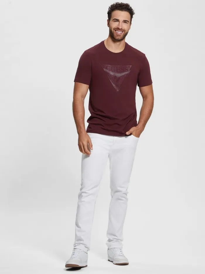TShirts and Tanks GUESS Men Eco Triangle Crewneck Tee Red Noir