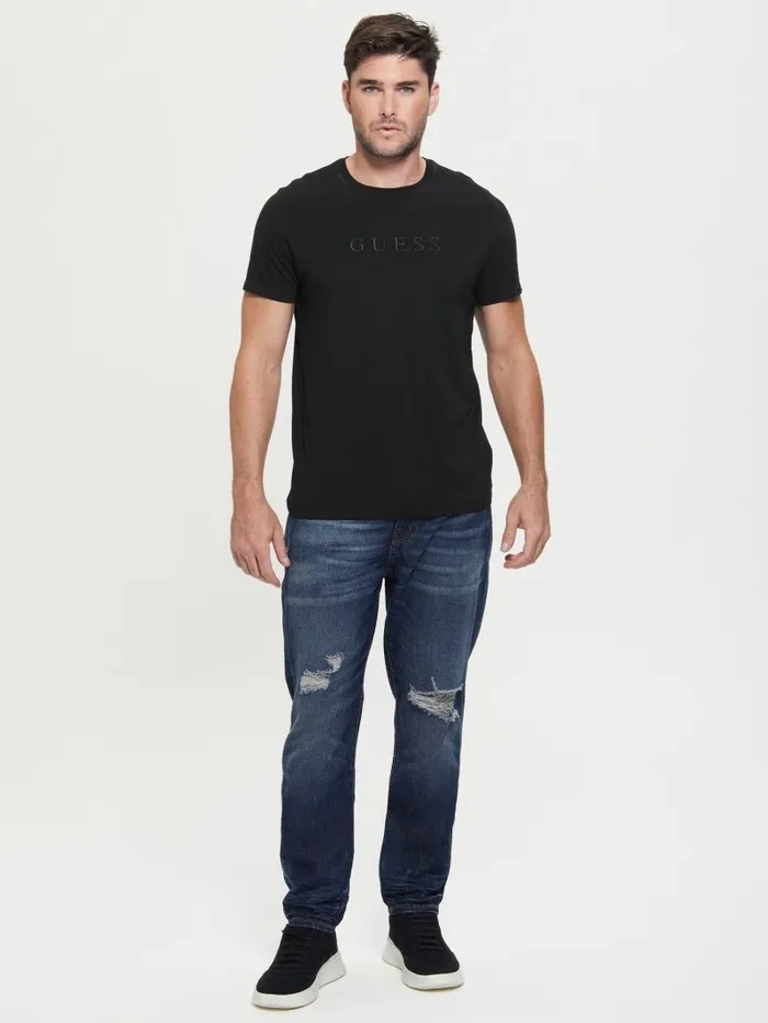 TShirts and Tanks GUESS Men Embroidered Logo Tee Black