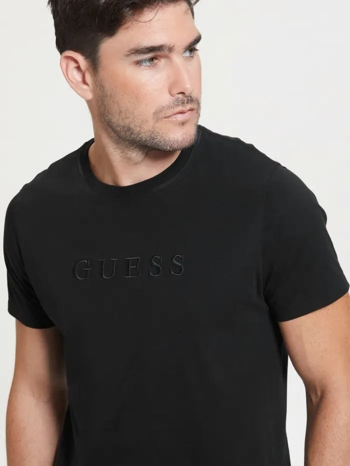 TShirts and Tanks GUESS Men Embroidered Logo Tee Black