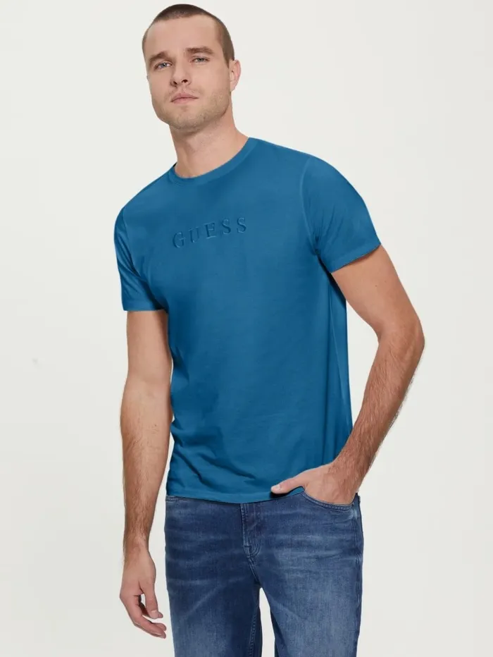 TShirts and Tanks GUESS Men Embroidered Logo Tee Uniform Blue