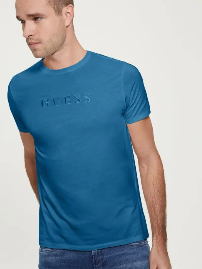 TShirts and Tanks GUESS Men Embroidered Logo Tee Uniform Blue