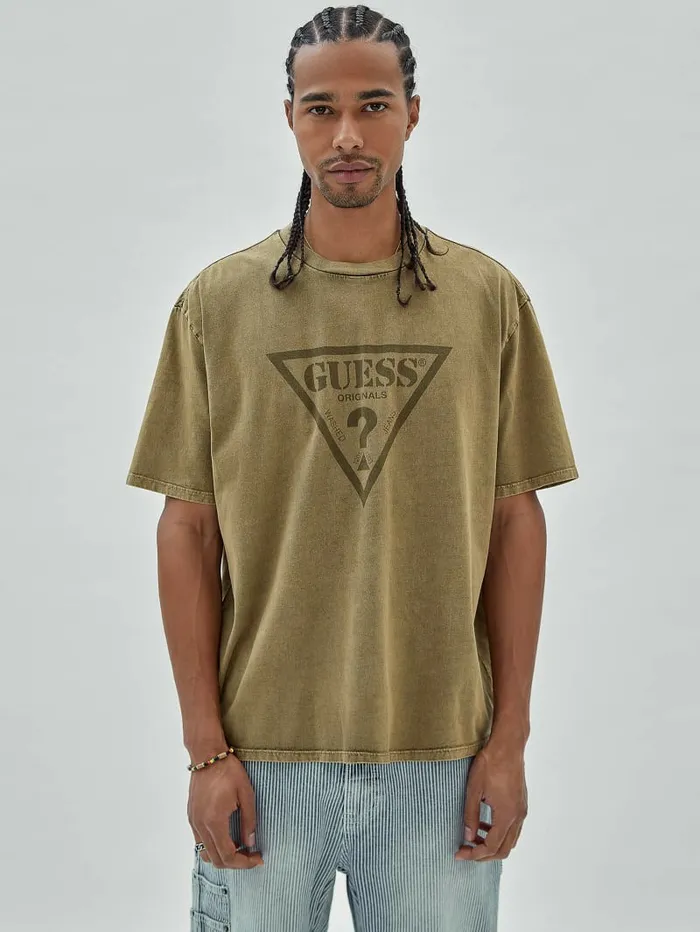 TShirts and Tanks GUESS Men GUESS Originals Triangle Tee Taupe Gray Multi