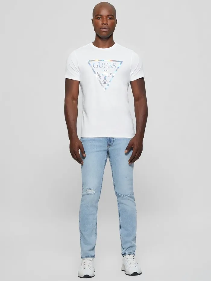TShirts and Tanks GUESS Men Iridescent Signature Tee Pure White