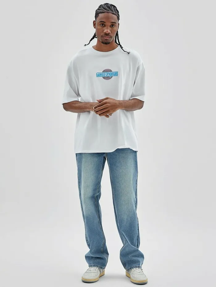 TShirts and Tanks GUESS Originals Eco Sunset Logo Tee Pure White GUESS Men TShirts and Tanks GUESS Originals Eco Sunset Logo Tee Pure White GUESS Men