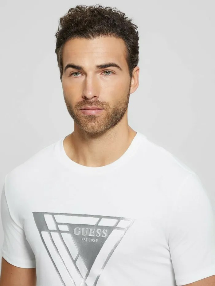 TShirts and Tanks Men Crewneck Signature Tee Pure White GUESS