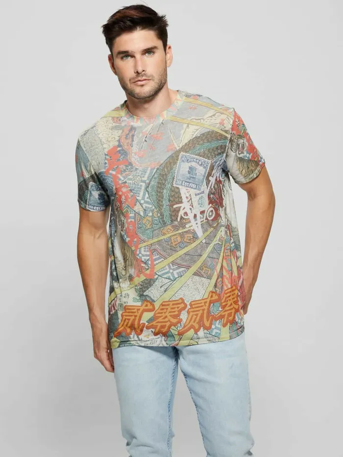 TShirts and Tanks Men GUESS Collage Burnout Tee Pure White Multi TShirts and Tanks Men GUESS Collage Burnout Tee Pure White Multi