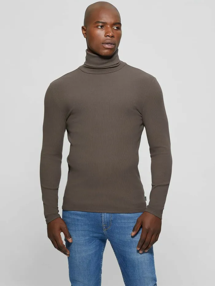 TShirts and Tanks Men GUESS Mateo Turtleneck Tee Chocolate Brownie TShirts and Tanks Men GUESS Mateo Turtleneck Tee Chocolate Brownie