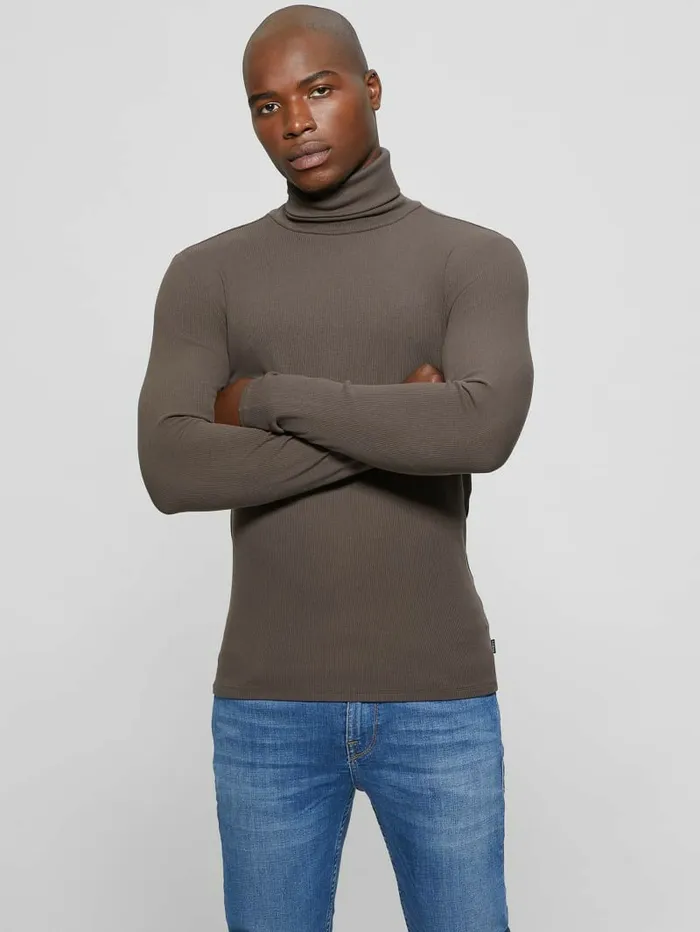 TShirts and Tanks Men GUESS Mateo Turtleneck Tee Chocolate Brownie TShirts and Tanks Men GUESS Mateo Turtleneck Tee Chocolate Brownie