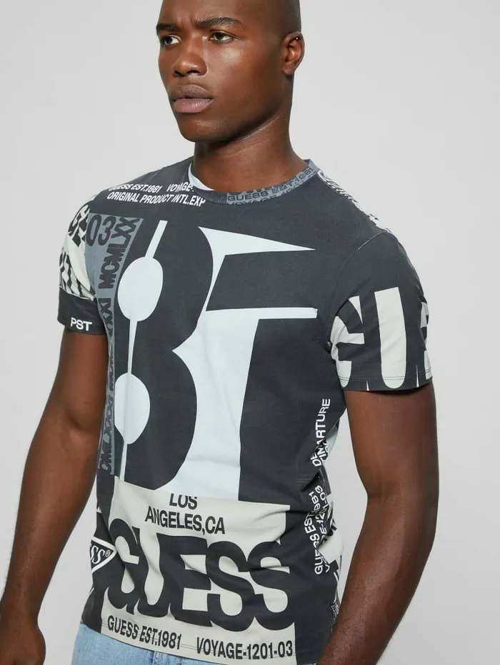 TShirts and Tanks Men GUESS Signature Tee Jet Black Multi GUESS