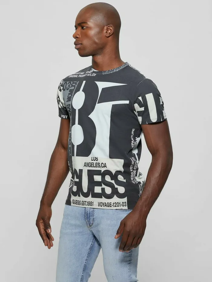 TShirts and Tanks Men GUESS Signature Tee Jet Black Multi GUESS