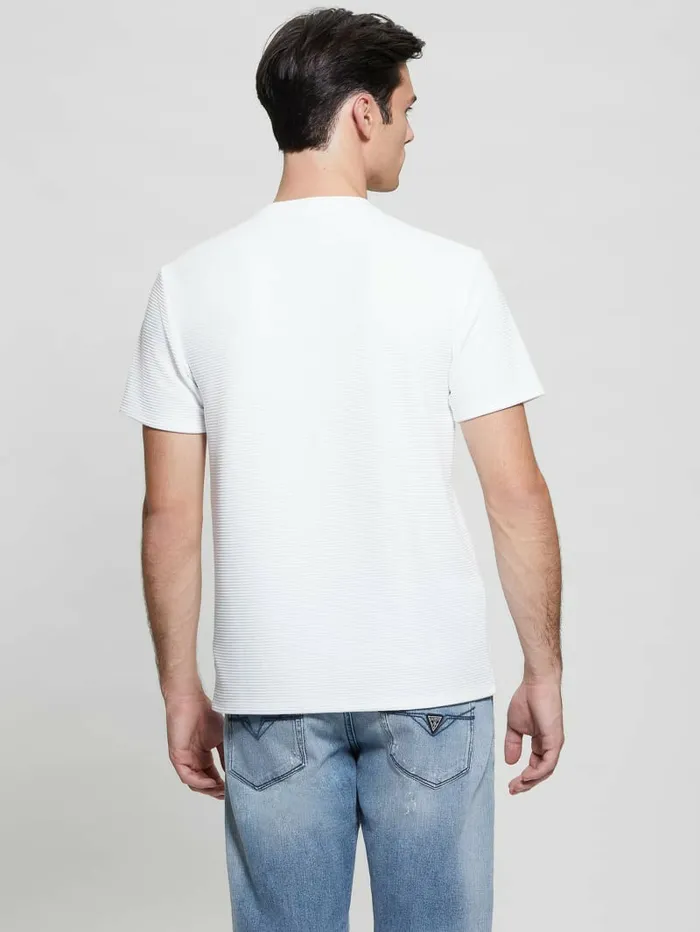 TShirts and Tanks Textured Stripe Tee Pure White GUESS Men