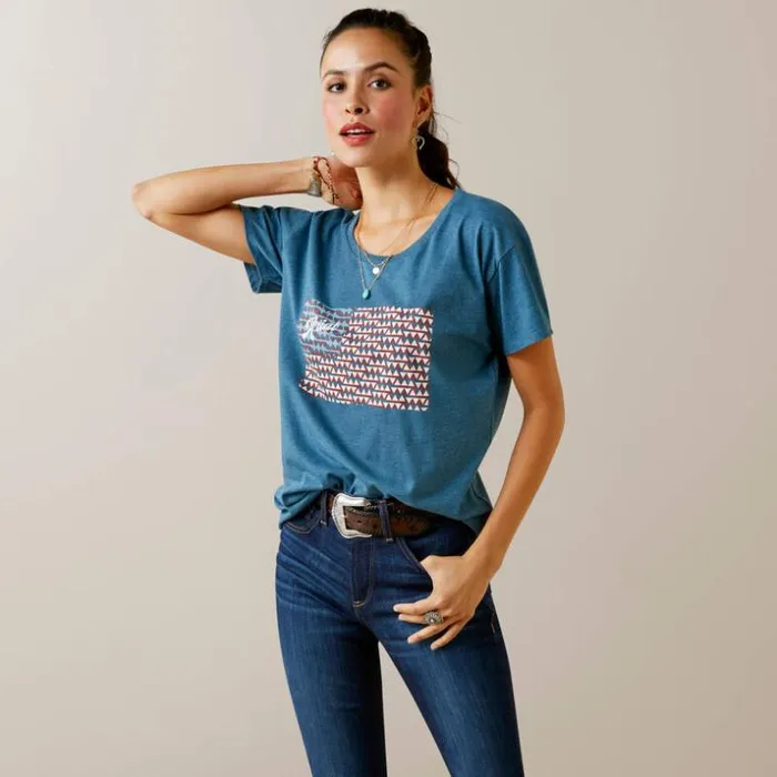 TShirts and Tops Women Ariat Ariat Amarillo TShirt Steel Blue Heather