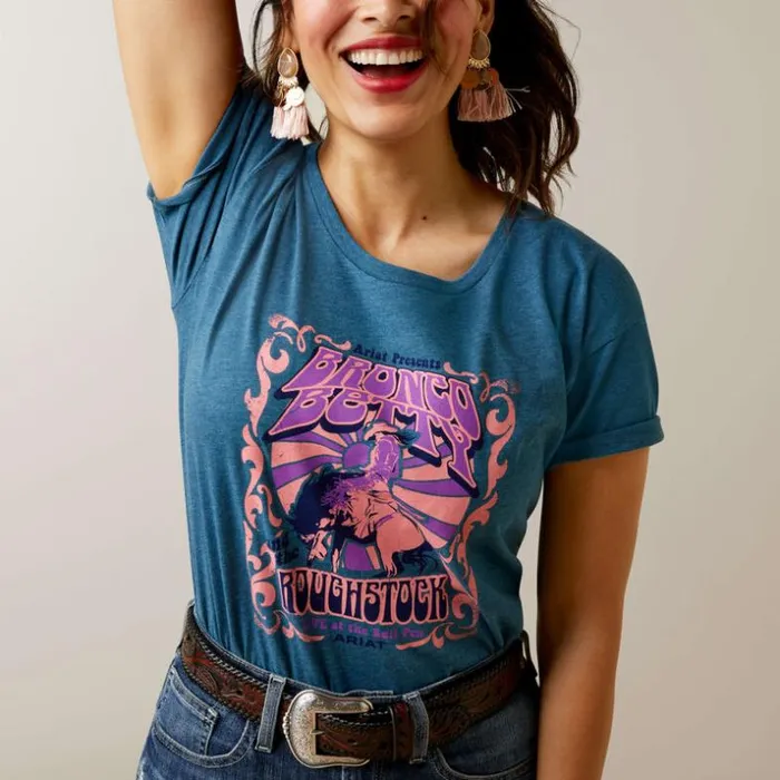 TShirts and Tops Women Ariat Ariat Bronco Betty TShirt Steel Blue Heather TShirts and Tops Women Ariat Ariat Bronco Betty TShirt Steel Blue Heather