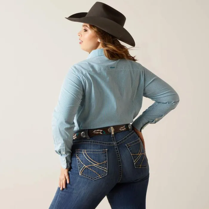 TShirts and Tops Women Ariat Kirby Stretch Shirt Crystal Teal Stripe