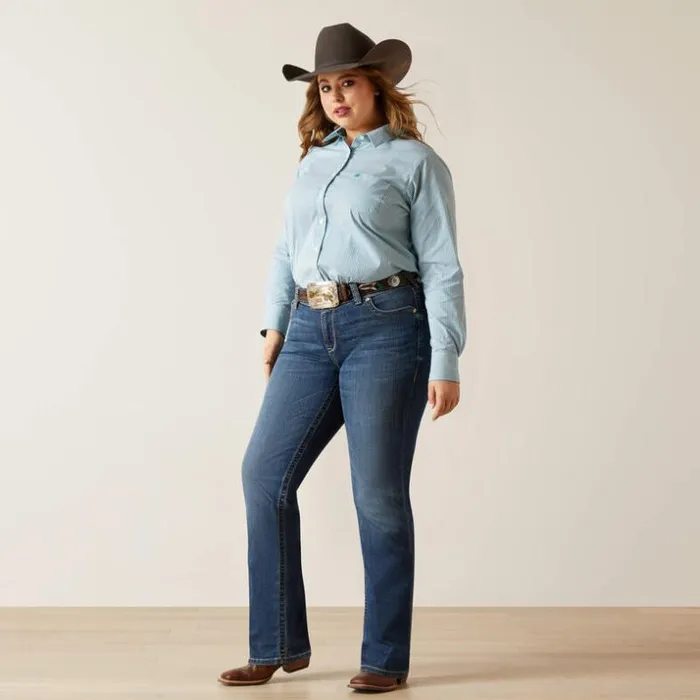 TShirts and Tops Women Ariat Kirby Stretch Shirt Crystal Teal Stripe