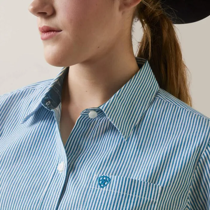 TShirts and Tops Women Ariat Kirby Stretch Shirt Crystal Teal Stripe