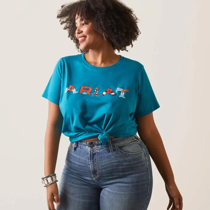 TShirts and Tops Women Ariat REAL Boot Kickin039 Logo Tee Exotic Plume TShirts and Tops Women Ariat REAL Boot Kickin039 Logo Tee Exotic Plume