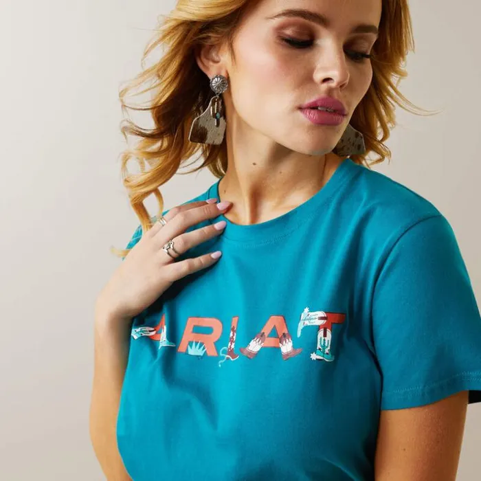 TShirts and Tops Women Ariat REAL Boot Kickin039 Logo Tee Exotic Plume TShirts and Tops Women Ariat REAL Boot Kickin039 Logo Tee Exotic Plume