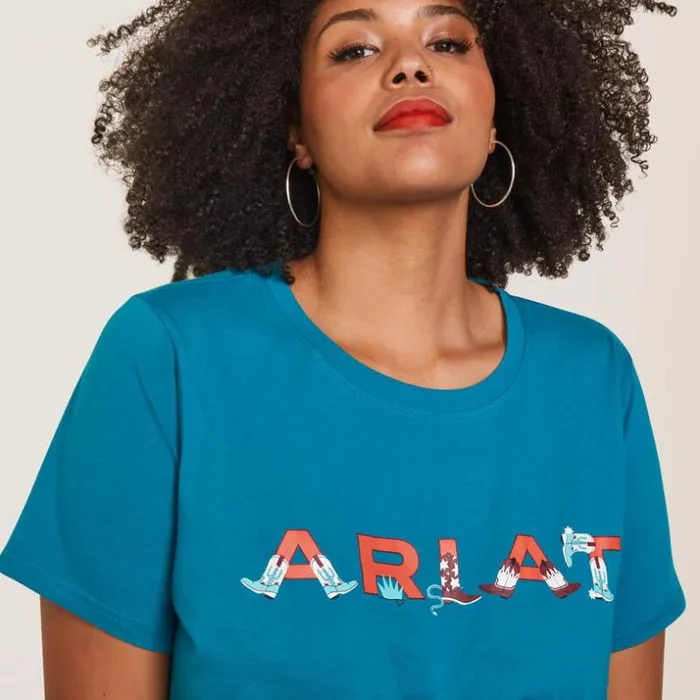 TShirts and Tops Women Ariat REAL Boot Kickin039 Logo Tee Exotic Plume TShirts and Tops Women Ariat REAL Boot Kickin039 Logo Tee Exotic Plume