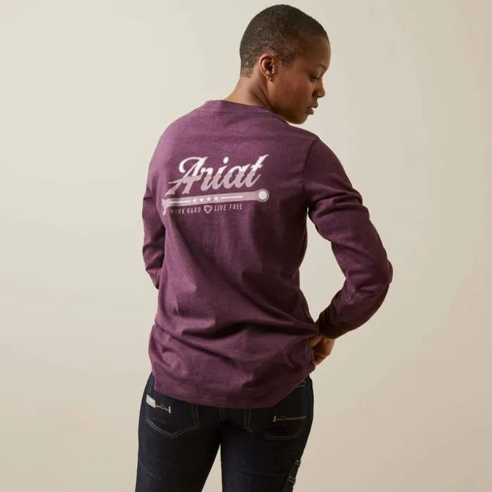 TShirts and Tops Women Ariat Rebar Cotton Strong Work Hard Potent Purple Heather