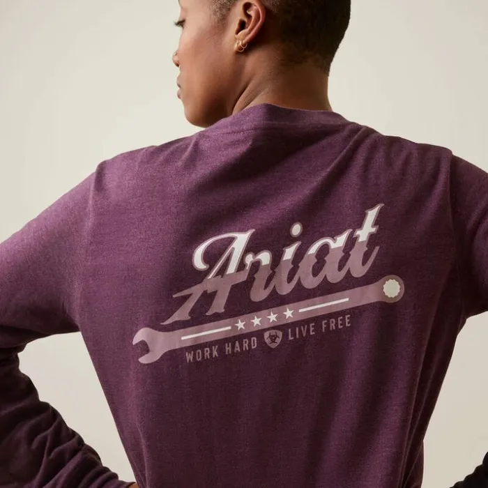 TShirts and Tops Women Ariat Rebar Cotton Strong Work Hard Potent Purple Heather TShirts and Tops Women Ariat Rebar Cotton Strong Work Hard Potent Purple Heather