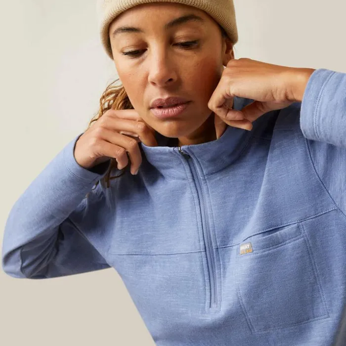 TShirts and Tops Women Ariat Rebar Foundation 14 Zip Shirt Colony Blue