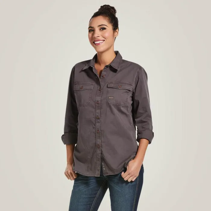 TShirts and Tops Women Ariat Rebar Washed Twill Work Shirt Rebar Grey