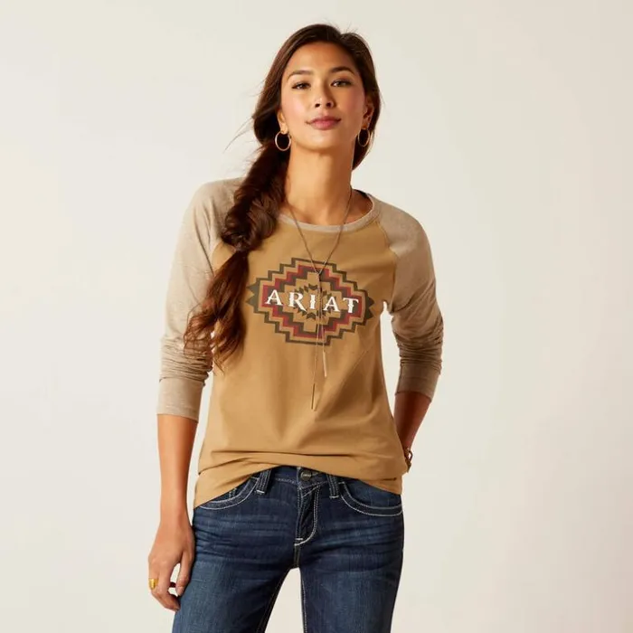 TShirts and Tops Women Ariat Tucson Baseball Tee Petrified Oak